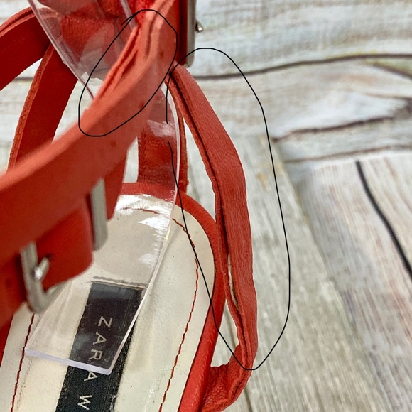 Zara Coral Leather Sandals Size 37 - Picture 12 of 12